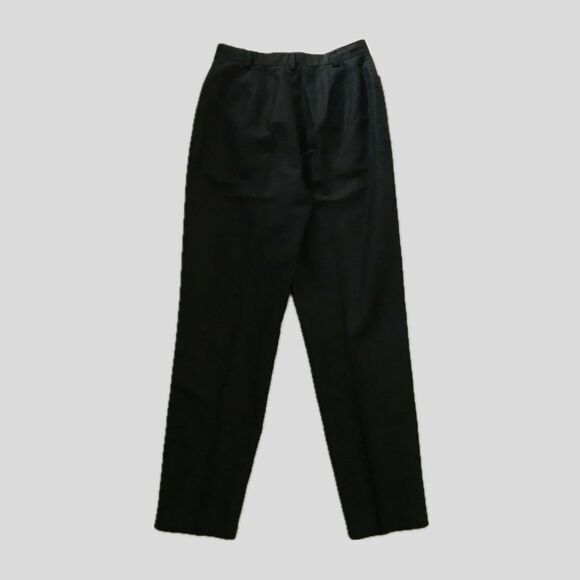 Vintage Liz Claiborne Black Linen Cotton Mid Rise Classic Pleated Trousers - M - Picture 5 of 8